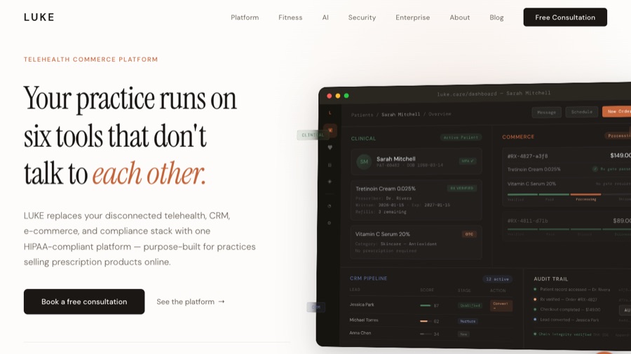 LUKE Health telehealth platform homepage
